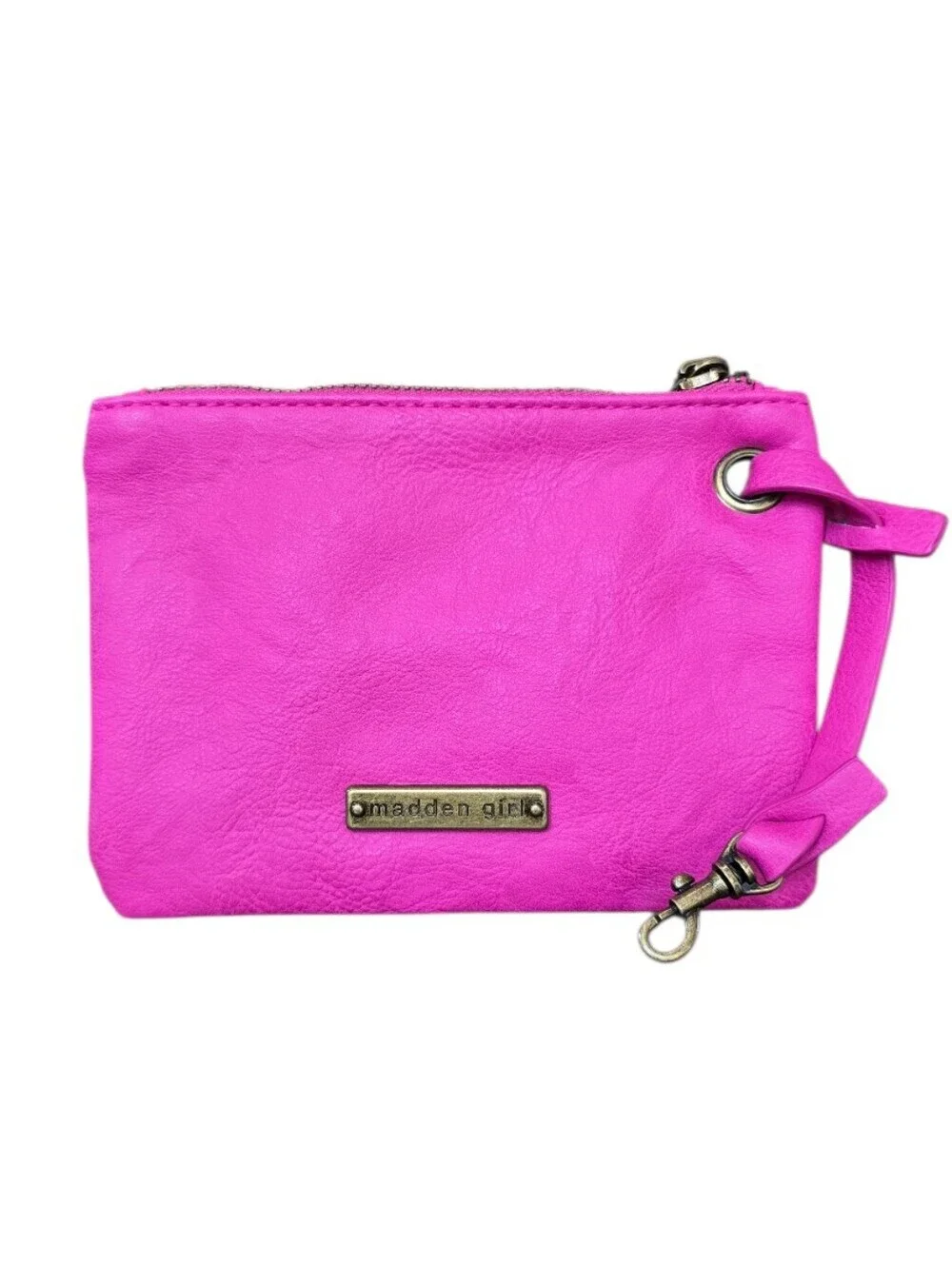 Madden Girl Fushia Pink Faux Leather Zip Wristlet
